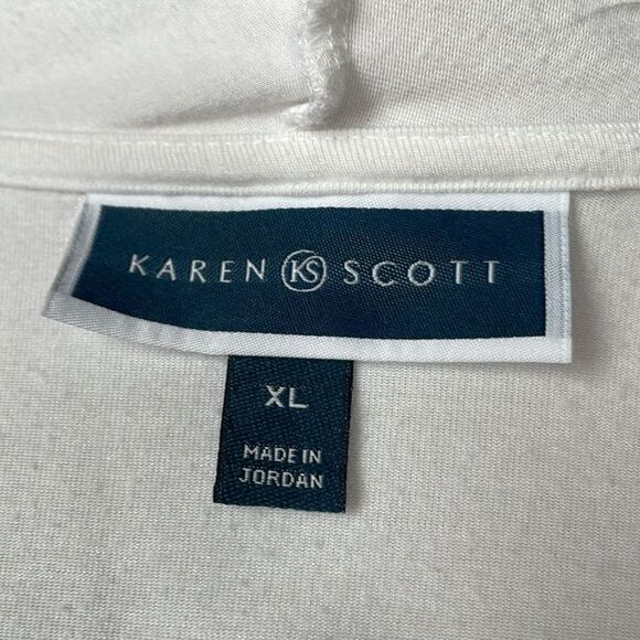 Karen Scott Elegant Long Lightweight White Open Front Cardigan (Size: XL) - Picture 11 of 13